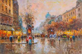 Пейзаж Парижа Антуана Бланшара "Les grands boulevards" (Большие бульвары Парижа), художник К. Виверс Артворлд.ру