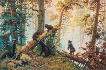 Копия картины Ивана Шишкина "Утро в сосновом лесу, 1889" (худ. Савелия Камского) Артворлд.ру