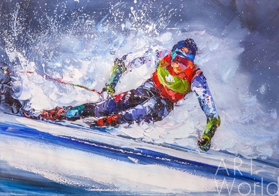 картина масло холст Картина маслом "Горные лыжи N3", Родригес Хосе, LegacyArt Артворлд.ру