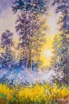 Картина маслом "Гуляет солнце в дремлющем лесу..." Артворлд.ру