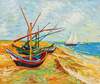 картина масло холст Копия картины Ван Гога "Рыбачьи лодки на берегу в Сен-Марье", художник Анджей Влодарчик, Ван Гог
