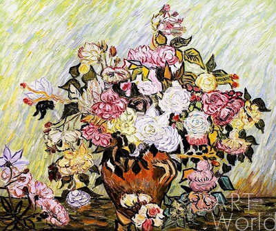 картина масло холст Копия картины Ван Гога "Ваза с розами" (копия Анджея Влодарчика), Ван Гог Артворлд.ру