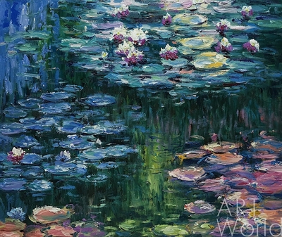 картина масло холст "Водяные лилии", N16, копия С.Камского картины Клода Моне, Моне Клод Артворлд.ру