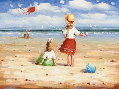 картина масло холст Картина в детскую "Дети на пляже (N9)" , Потапова Мария Артворлд.ру