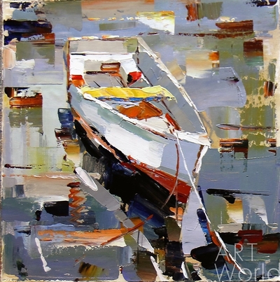 картина масло холст Морской пейзаж маслом "Лодка на воде N2", Родригес Хосе, LegacyArt Артворлд.ру