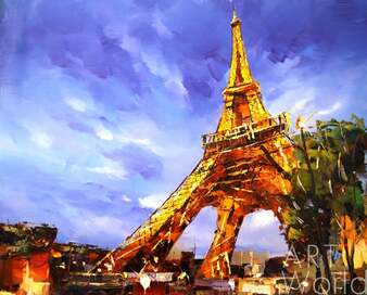 Картина маслом "Париж. Под Эйфелевой башней" Артворлд.ру