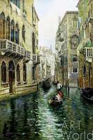 Пейзаж маслом венецианский, копия картины Rubens Santoro "Семейный пикник на Венецианском канале" (A family outing on a venetian canal) Артворлд.ру