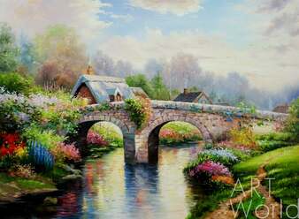 Копия картины Томаса Кинкейда  "Мост в цветах (Blossom Bridge)", худ. А.Ромм Артворлд.ру