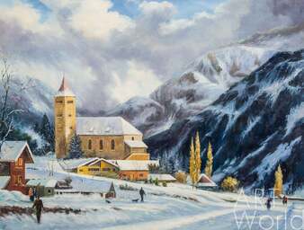 Копия картины Томаса Кинкейда  "Часовня зимой (Winter Chapels)", худ. А.Ромм Артворлд.ру