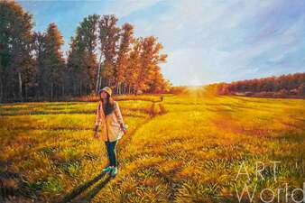 Картина маслом по фото заказчика "Девушка в лучах солнца" Артворлд.ру