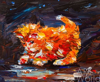 картина масло холст Картина маслом "Рыжий котёнок", Родригес Хосе, LegacyArt Артворлд.ру