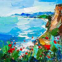 Картина маслом "Вид на море с утёса" Артворлд.ру