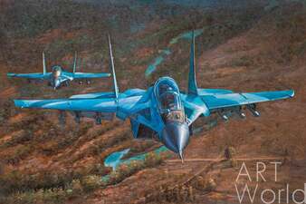 Картина маслом "Самолет МиГ-35. В полёте" Артворлд.ру