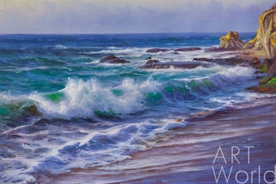 картина масло холст Морской пейзаж «Прибрежные волны», Лагно Дарья, LegacyArt Артворлд.ру