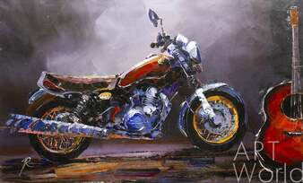 Картина маслом "Hard Rock. Мотоцикл и гитара" Артворлд.ру