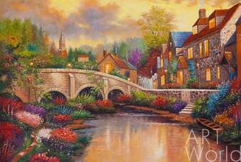 Копия картины Томаса Кинкейда "Булыжный мост Брук (Cobblestone Brooke)", худ. А.Ромм Артворлд.ру